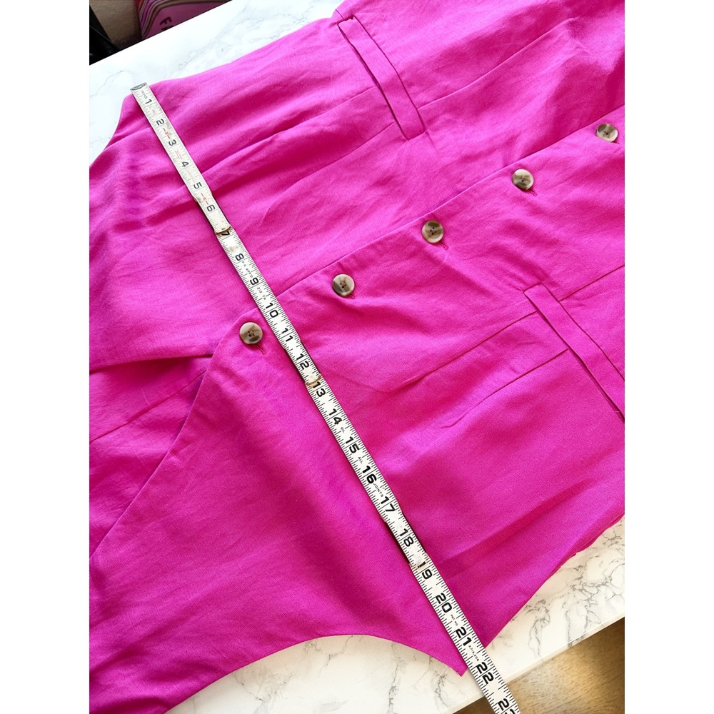 Ann Taylor Fuchsia Pink Linen Blend Button Front Sleeveless Midi Dress Size 14 - Picture 11 of 13